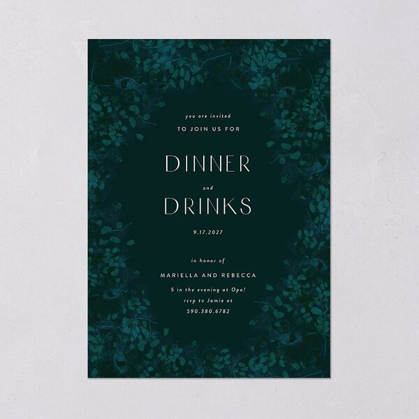 Moonlit Garden Rehearsal Dinner Invitations Dark Green Signature Blank