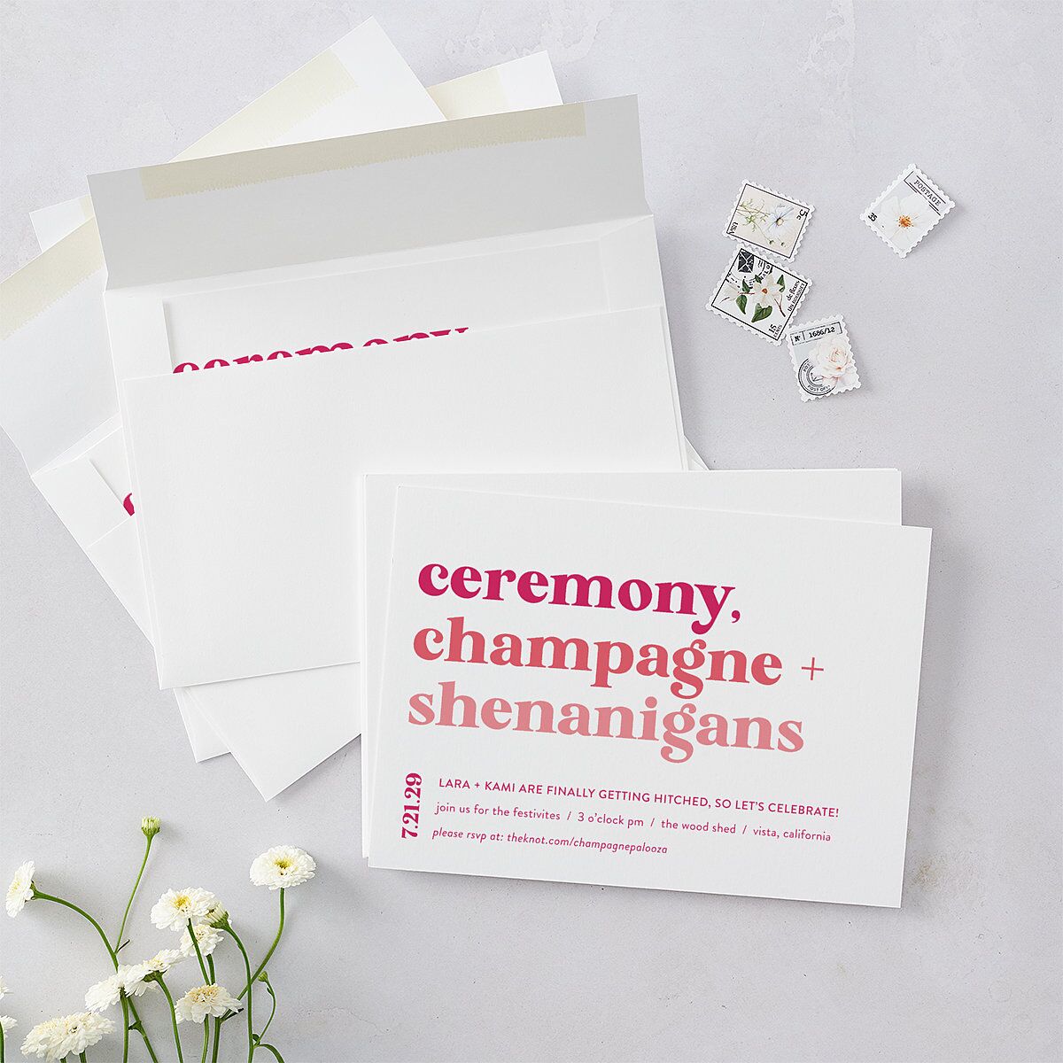 Vibrant Bold Wedding Invitations Hot Pink Signature Blank No Standard
