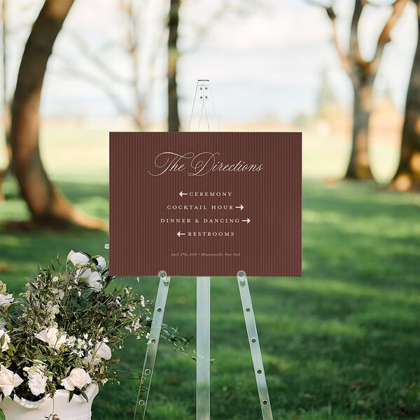 Vintage Oval Monogram Standard Direction Sign Medium Merlot Standard Indoor Foam Core M Direction