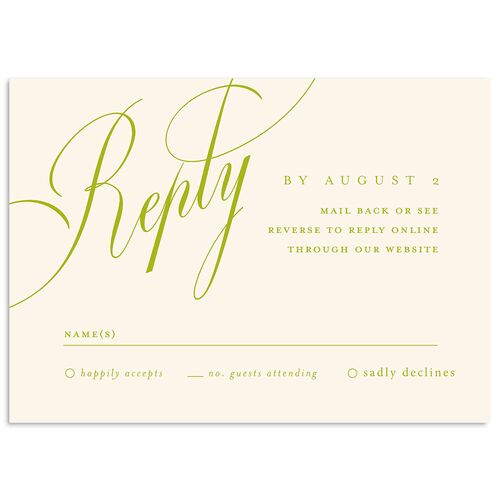Modern Wedding Of Calligraphy Wedding Response Cards Chartreuse Signature Standard