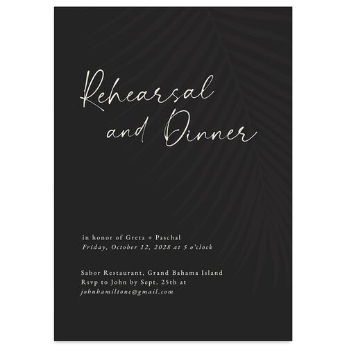 Lavish Palm Rehearsal Dinner Invitations Licorice Signature Blank Standard