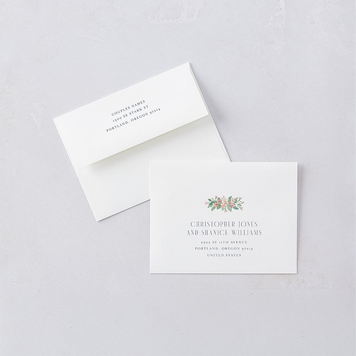 Boston Skyline Thank You Card Envelopes White Standard Midnight Navy Both Recipient and Return Addresses Signature