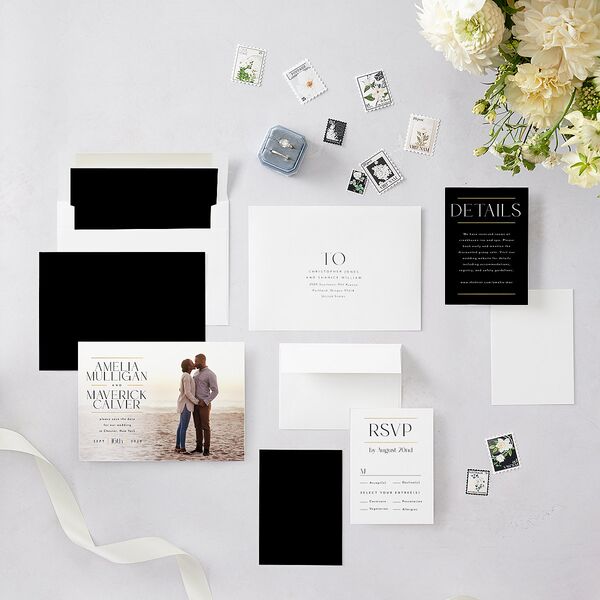 Estate Save The Date Cards Gold Pure White Signature smooth Blank No Standard