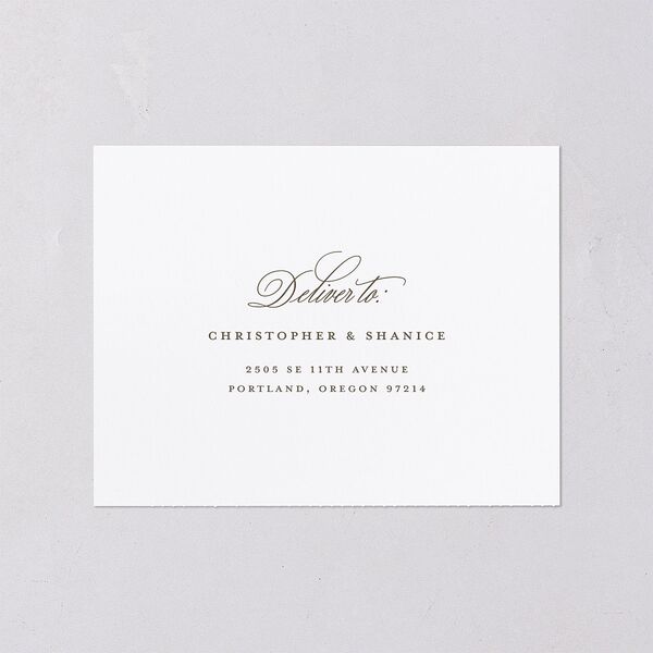 Elegant Eclectic All-in-One Wedding Invitations Walnut Signature Light Both Recipient and Return Addresses No