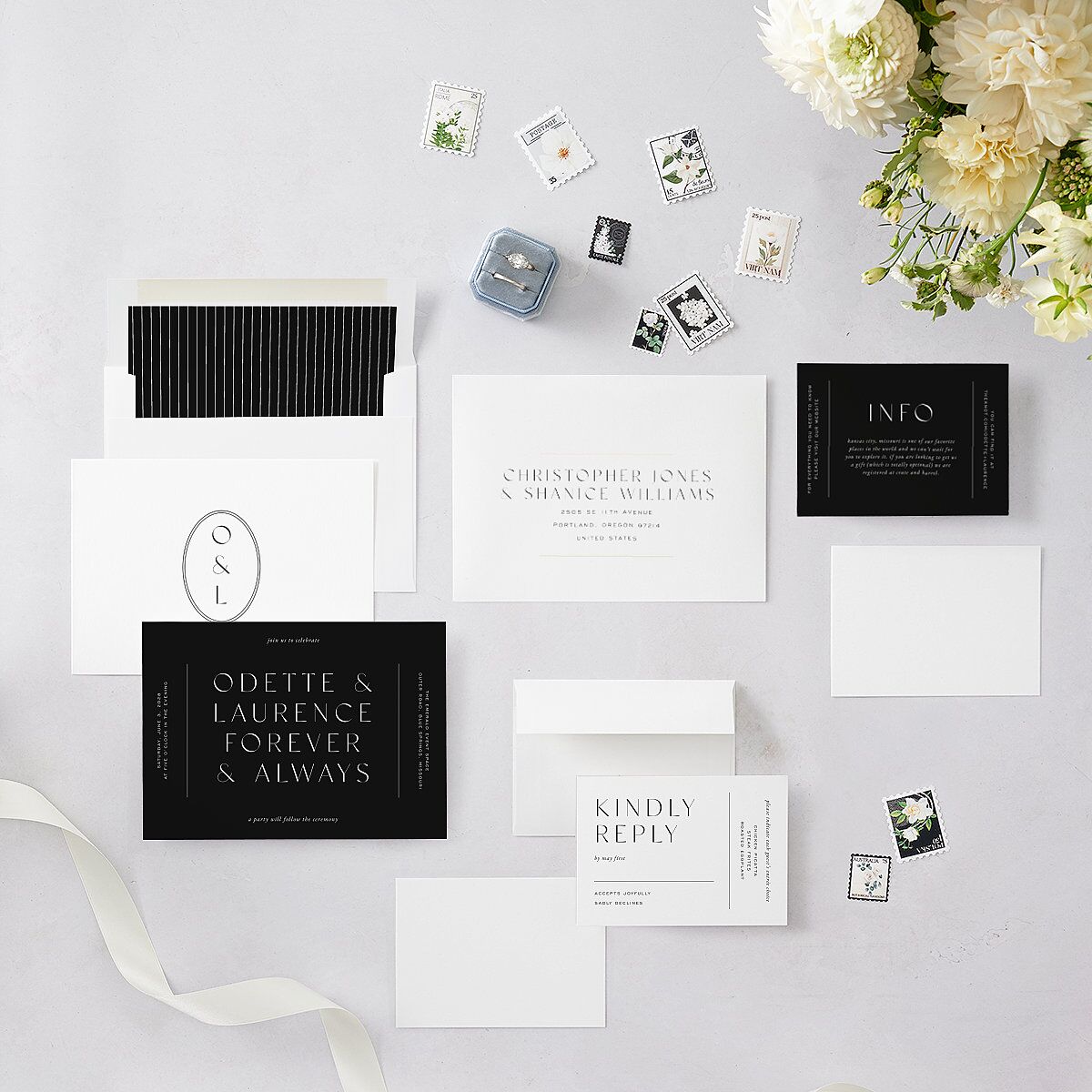 Surround Wedding Invitations Charcoal Signature Blank No Standard
