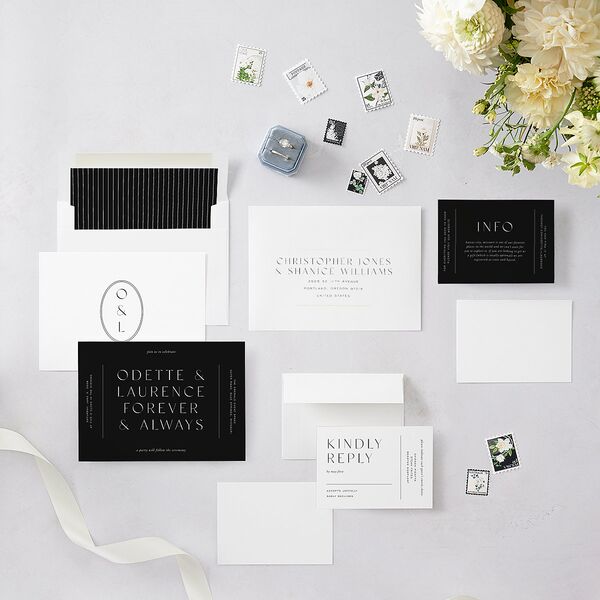 Surround Wedding Invitations Charcoal Signature Blank No Standard
