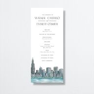 Watercolor Chicago Wedding Programs Regency Blue Signature