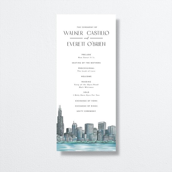 Watercolor Chicago Wedding Programs Regency Blue Signature