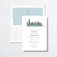 Watercolor Chicago Rehearsal Dinner Invitations Regency Blue Signature