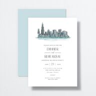 Watercolor Chicago Rehearsal Dinner Invitations Regency Blue Signature