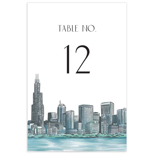 Watercolor Chicago Table Numbers Regency Blue Signature