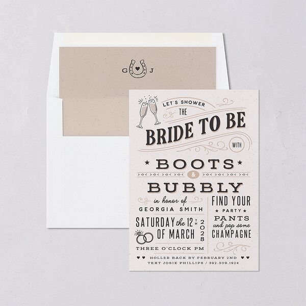 Western I Do BBQ Bridal Shower Invitations Taupe Signature Blank Standard
