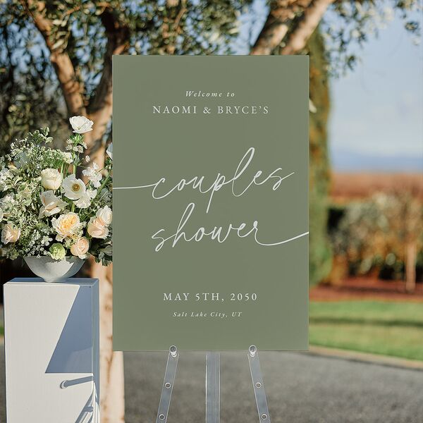 Hand Scripted Couples Shower Standard Welcome Sign Large Moss Standard Indoor Foam Core L Welcome