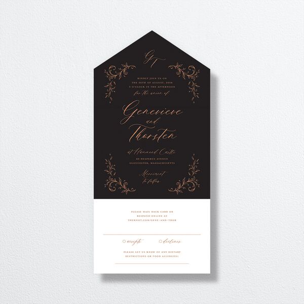Dark Vintage Fantasy All-in-One Wedding Invitations Midnight Signature Light Both Recipient and Return Addresses No