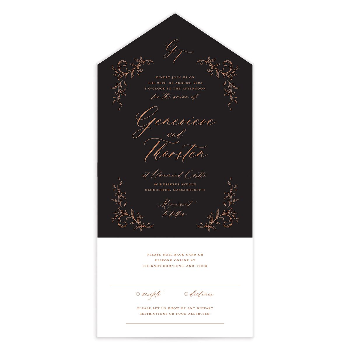 Dark Vintage Fantasy All-in-One Wedding Invitations