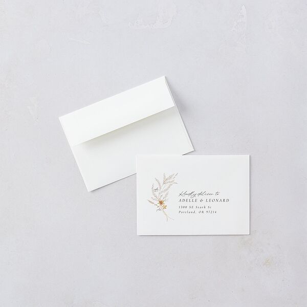 Dried Blooms Wedding Response Cards Gold Copper Signature Standard