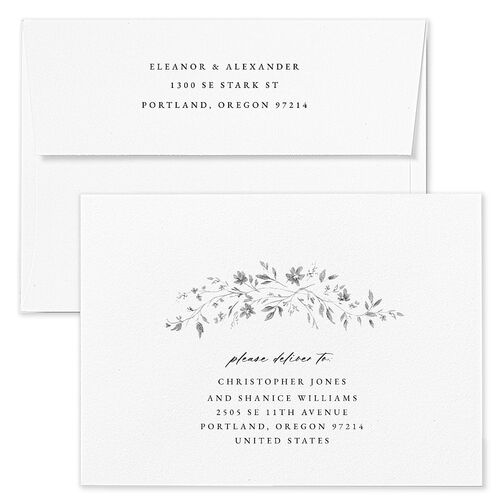 Timeless Floral Rehearsal Dinner Invitation Envelopes Kraft Charcoal Recipient Address Signature Standard