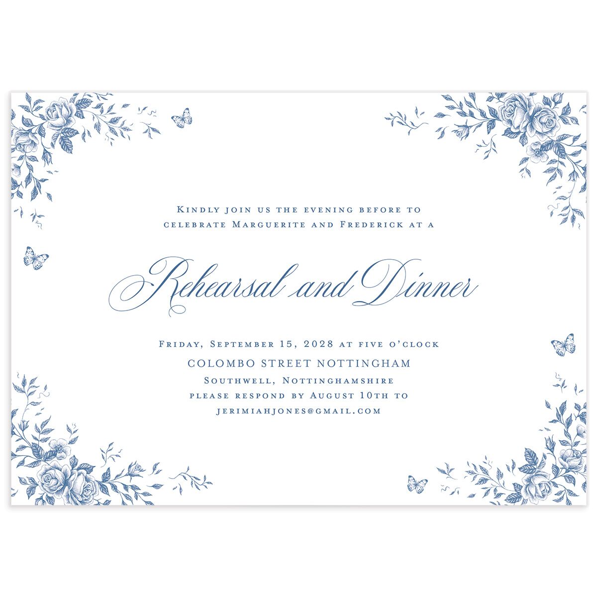 Elegant Rose Crest Rehearsal Dinner Invitations