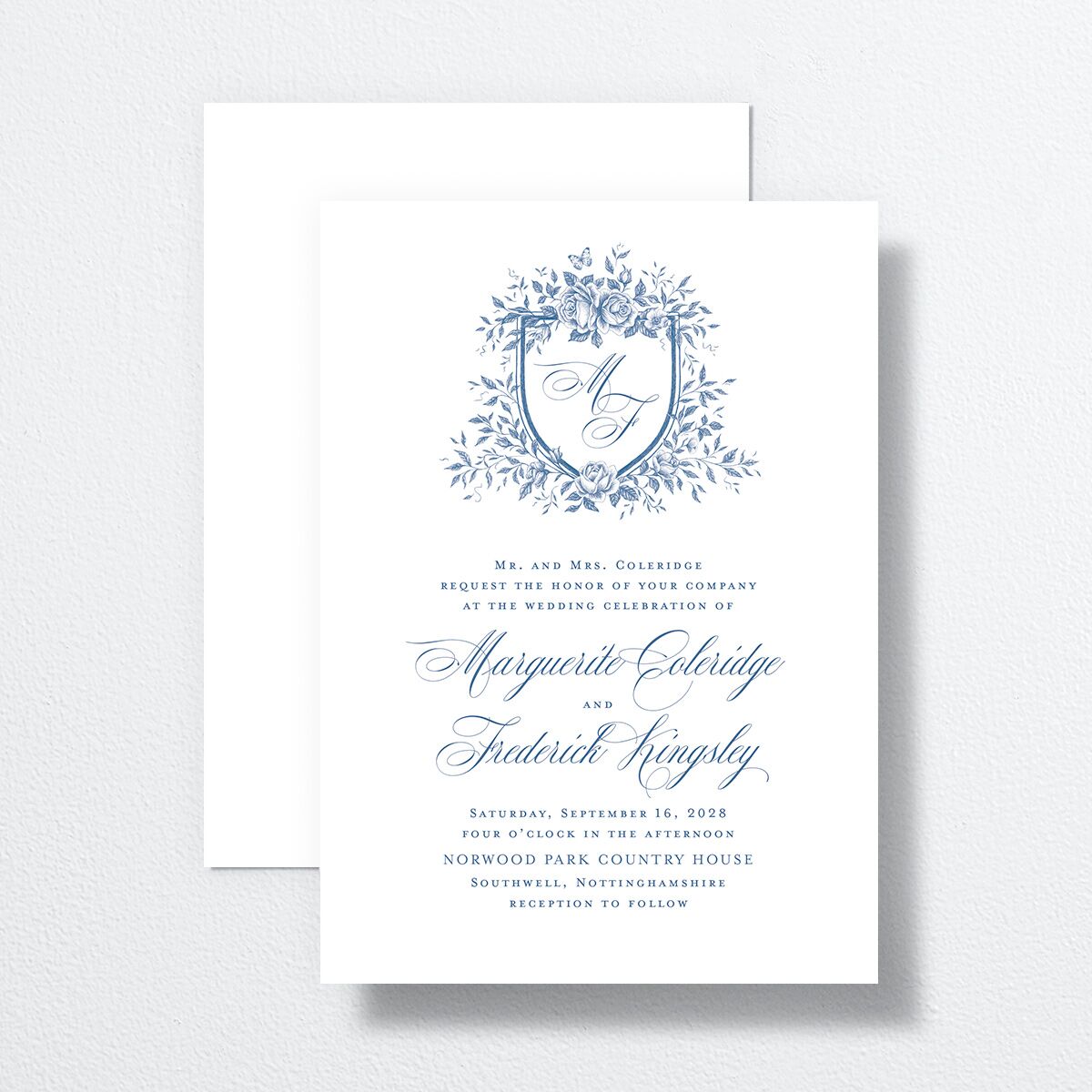 Elegant Rose Crest Wedding Invitations Sapphire Signature No