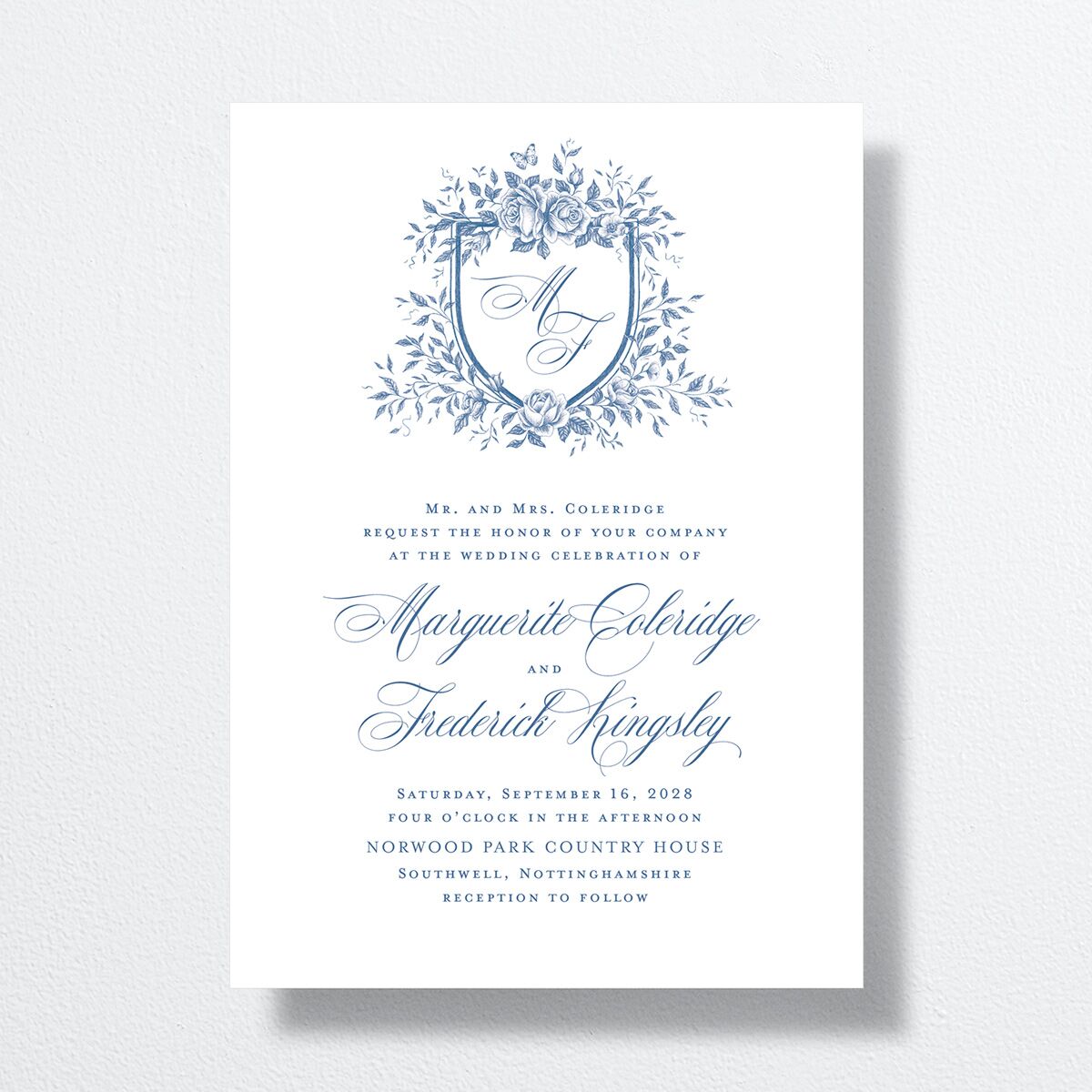 Elegant Rose Crest Wedding Invitations Sapphire Signature No