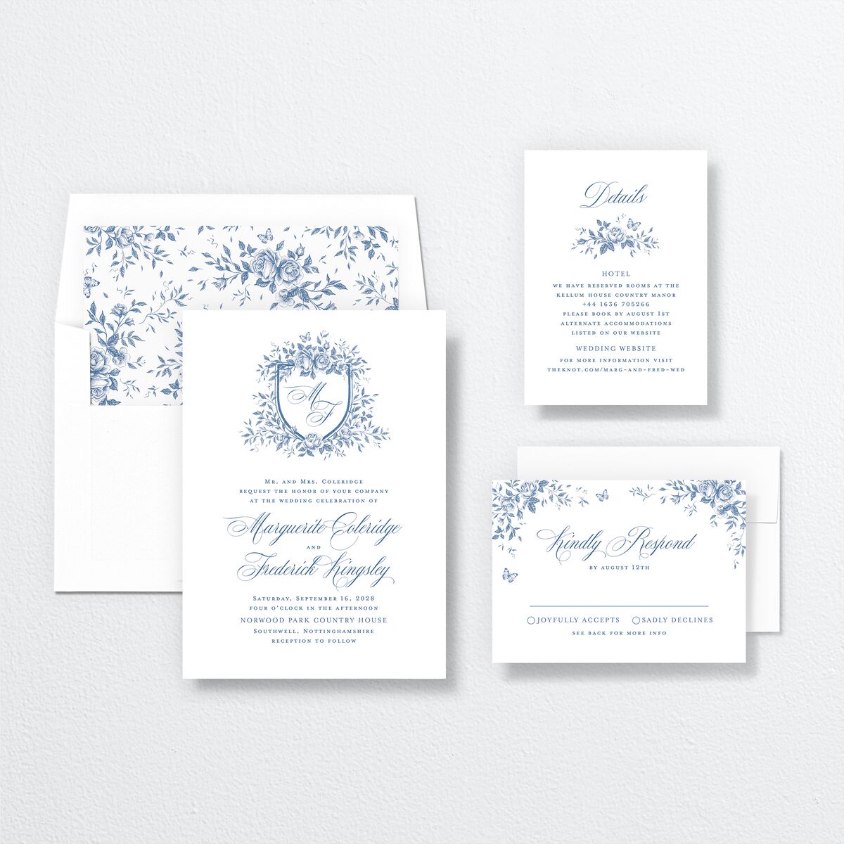 Elegant Rose Crest Wedding Invitations Sapphire Signature No