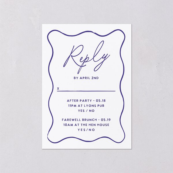Hand Drawn Wavy Border Wedding Response Cards Sapphire Signature Standard