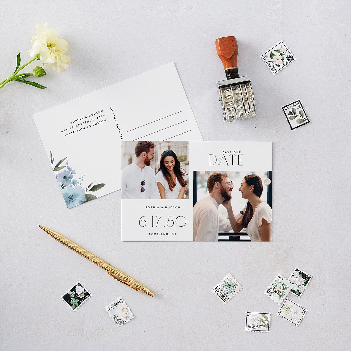 Beloved Union Save the Date Postcards Ocean