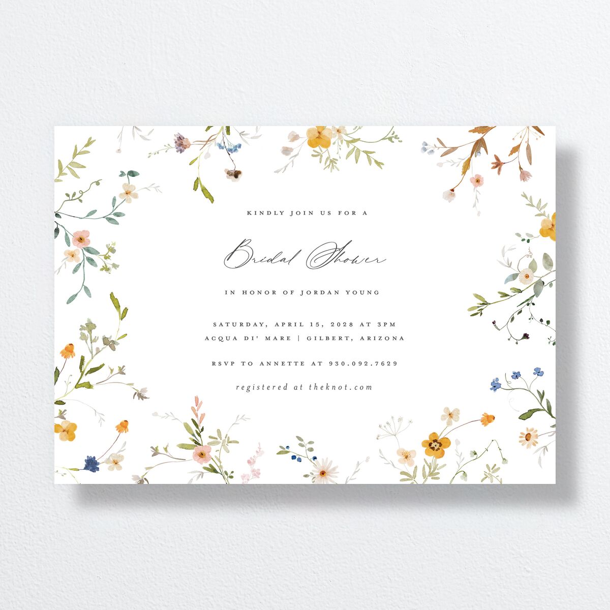 Dainty Wildflowers Bridal Shower Invitations Sunflower Signature Standard