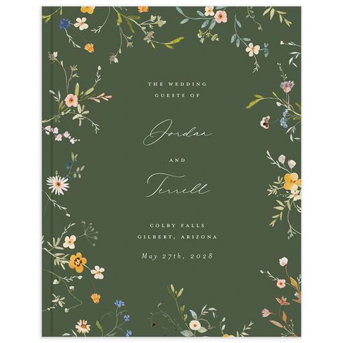 Dainty Wildflowers Guest Books Hunter Green