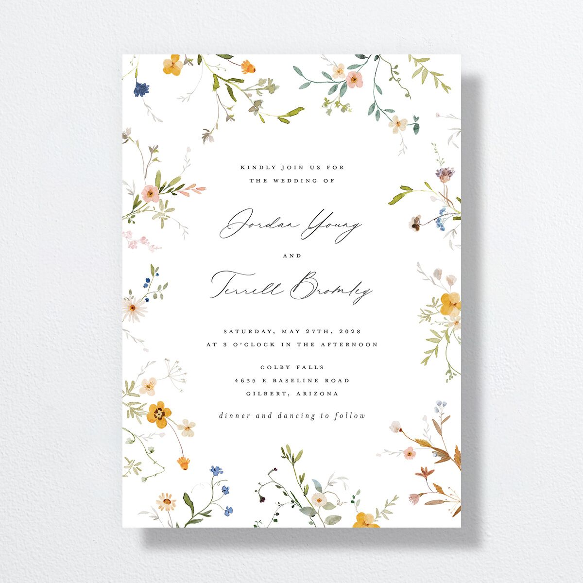 Dainty Wildflowers Wedding Invitations Sunflower Signature No Standard