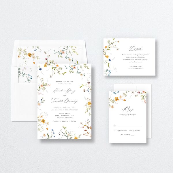 Dainty Wildflowers Wedding Invitations Sunflower Signature No Standard