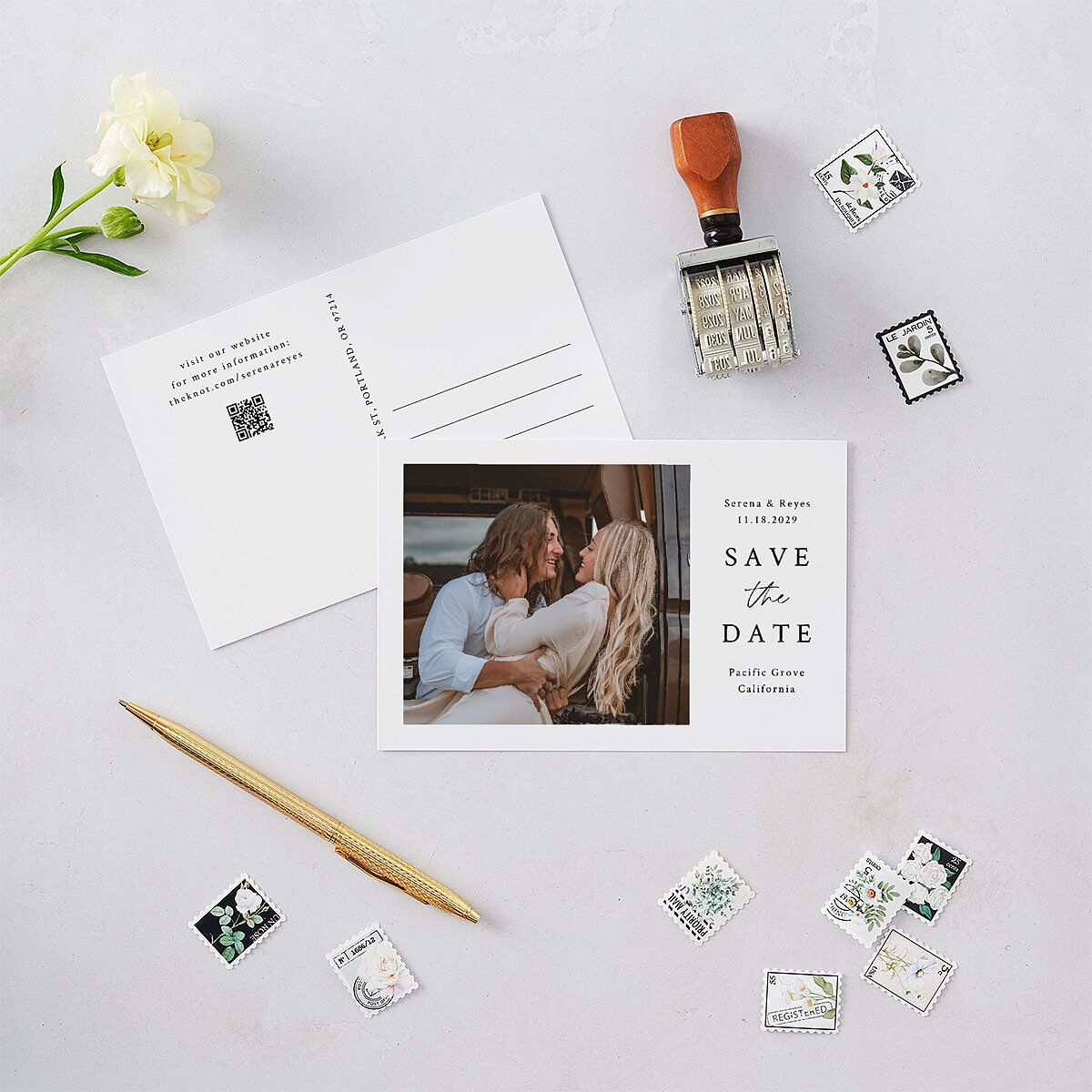 Captured Love Save the Date Postcards Pure White