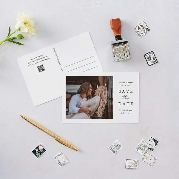 Captured Love Save the Date Postcards Pure White