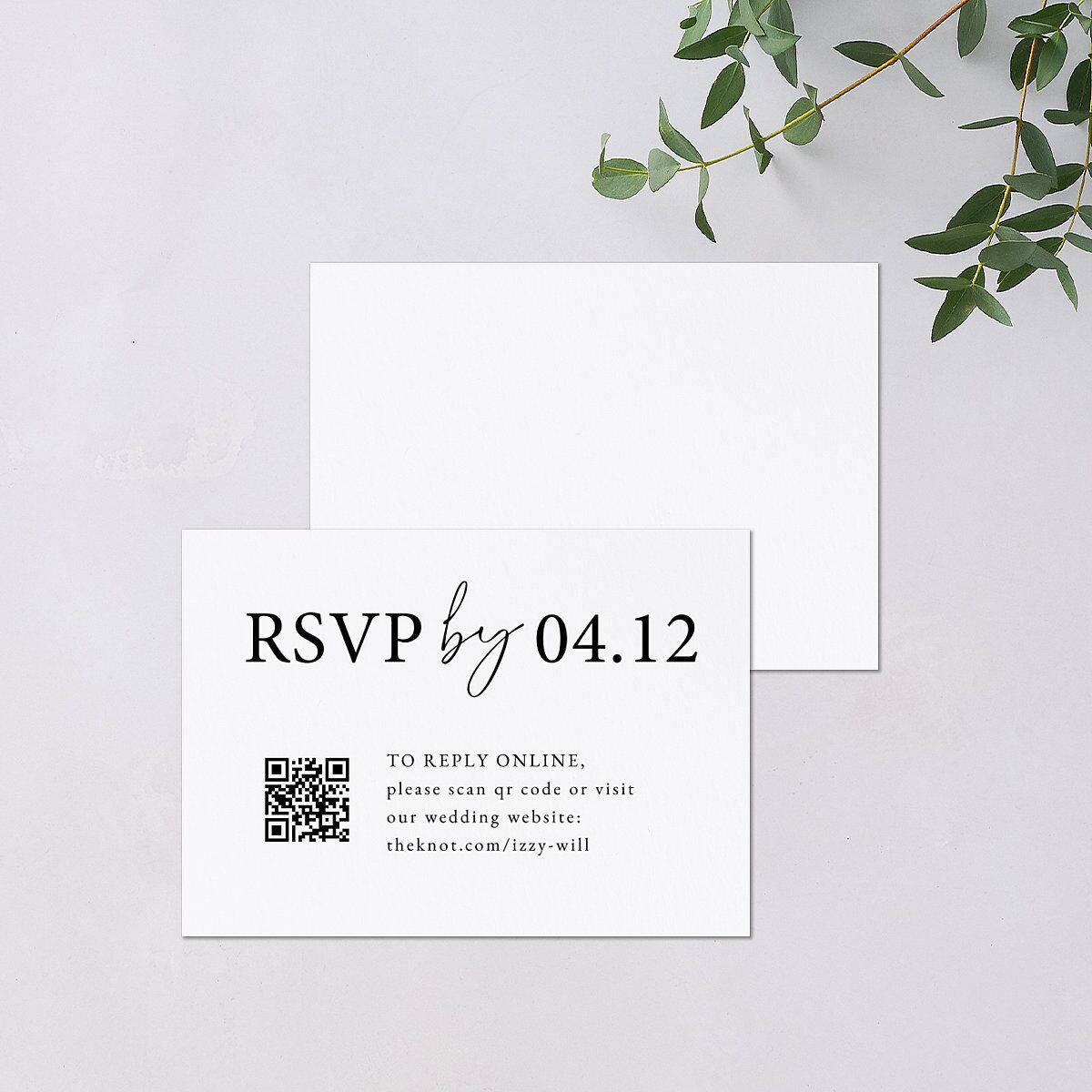 Nothing Fancy QR Code RSVP Cards Pure White Signature Standard