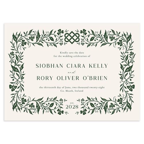 Celtic Knot Save the Date Cards Hunter Green Signature smooth Blank No Standard