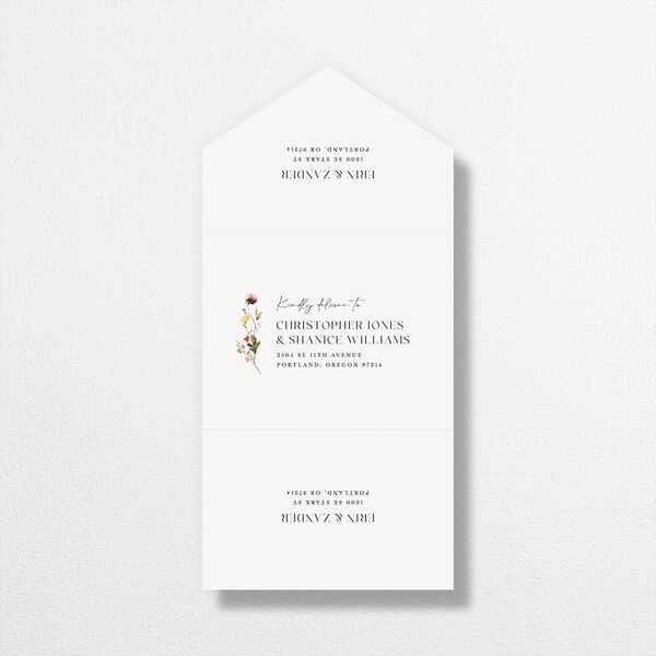 Simple Bohemian Wildflowers All-in-One Wedding Invitations Cotton No Signature Light Both Recipient and Return Addresses
