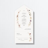 Simple Bohemian Wildflowers All-in-One Wedding Invitations Cotton No Signature Light Both Recipient and Return Addresses