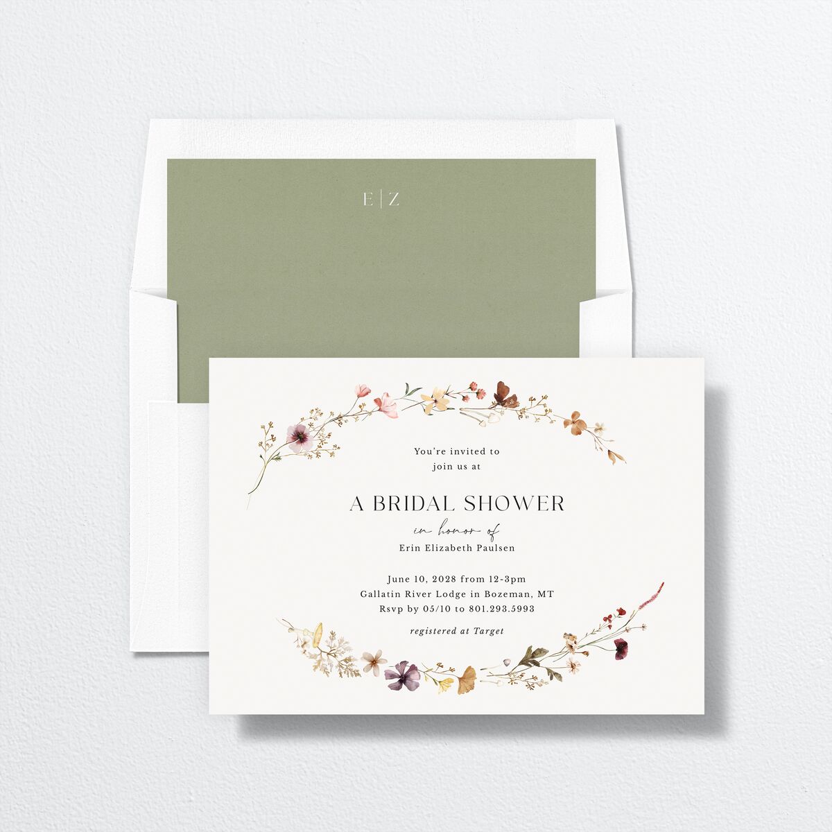 Simple Bohemian Wildflowers Bridal Shower Invitations Cotton Signature