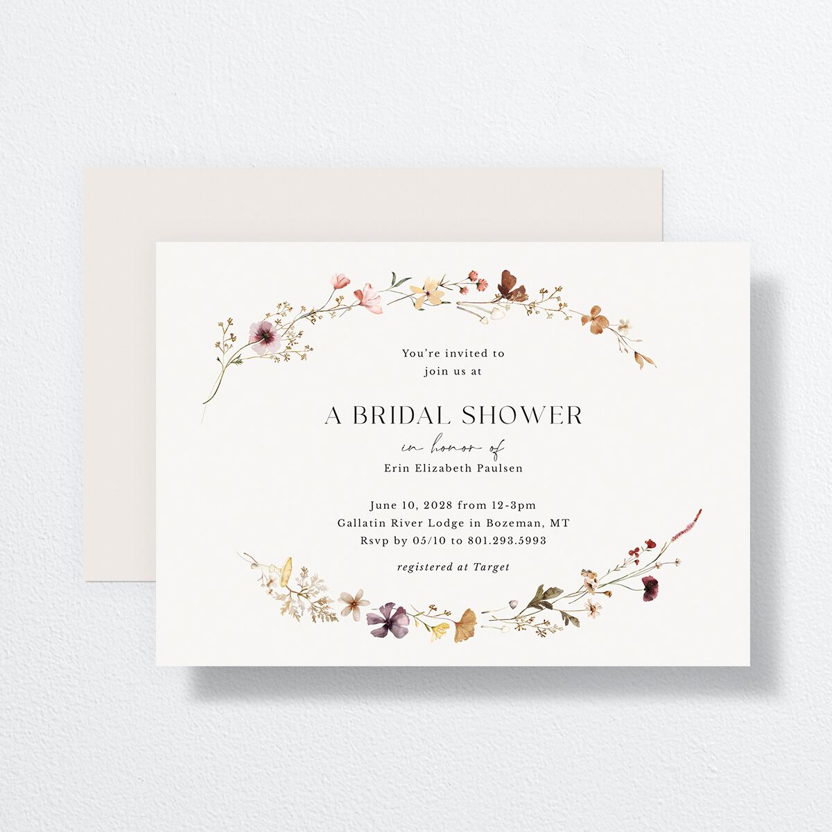 Simple Bohemian Wildflowers Bridal Shower Invitations — view 1