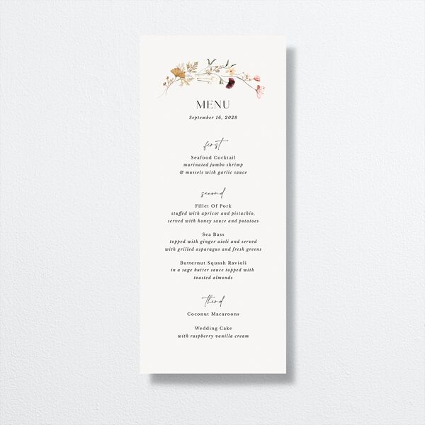 Simple Bohemian Wildflowers Menus Cotton Signature