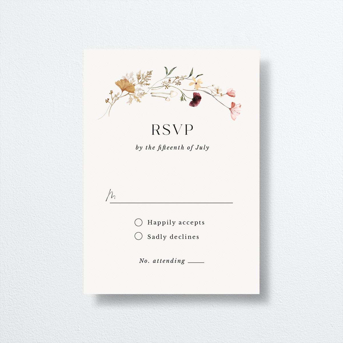 Simple Bohemian Wildflowers Wedding Response Cards — view 1