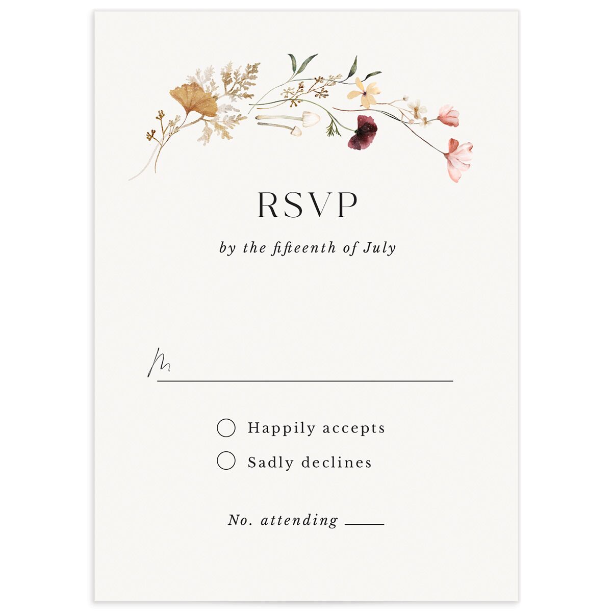 Simple Bohemian Wildflowers Wedding Response Cards