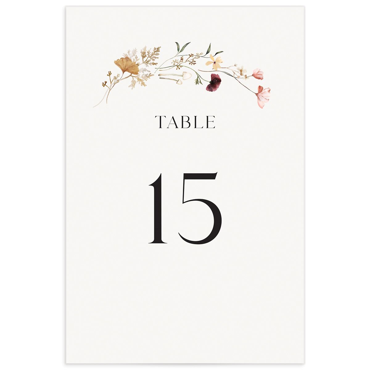 Simple Bohemian Wildflowers Table Numbers