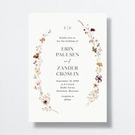 Simple Bohemian Wildflowers Wedding Invitations Cotton No Signature