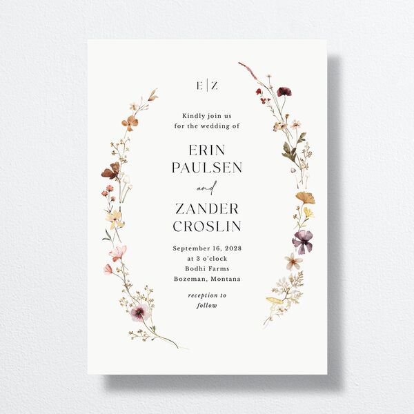 Simple Bohemian Wildflowers Wedding Invitations Cotton No Signature