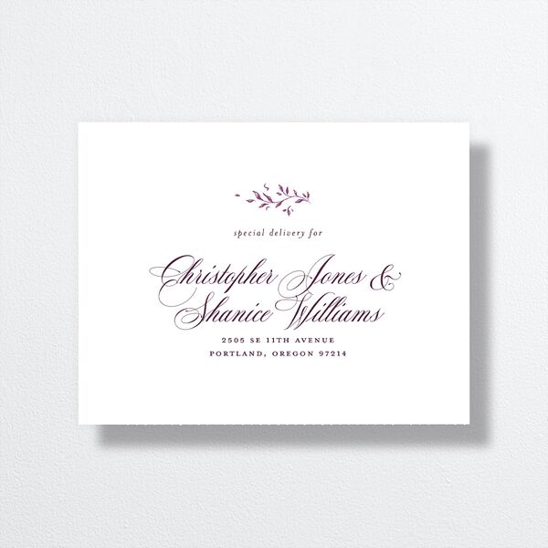Formal Opulent Frame All-in-One Wedding Invitations Bordeaux No Signature Light Both Recipient and Return Addresses