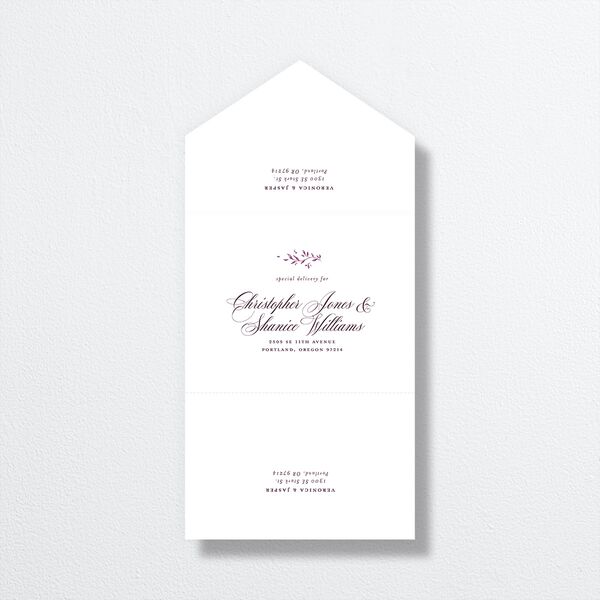 Formal Opulent Frame All-in-One Wedding Invitations Bordeaux No Signature Light Both Recipient and Return Addresses