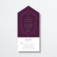 Formal Opulent Frame All-in-One Wedding Invitations Bordeaux No Signature Light Both Recipient and Return Addresses