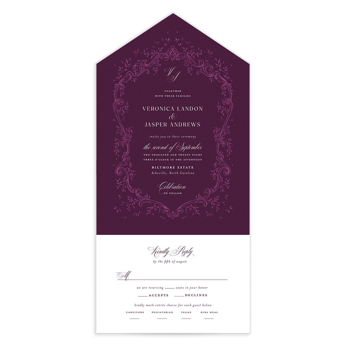 Formal Opulent Frame All-in-One Wedding Invitations