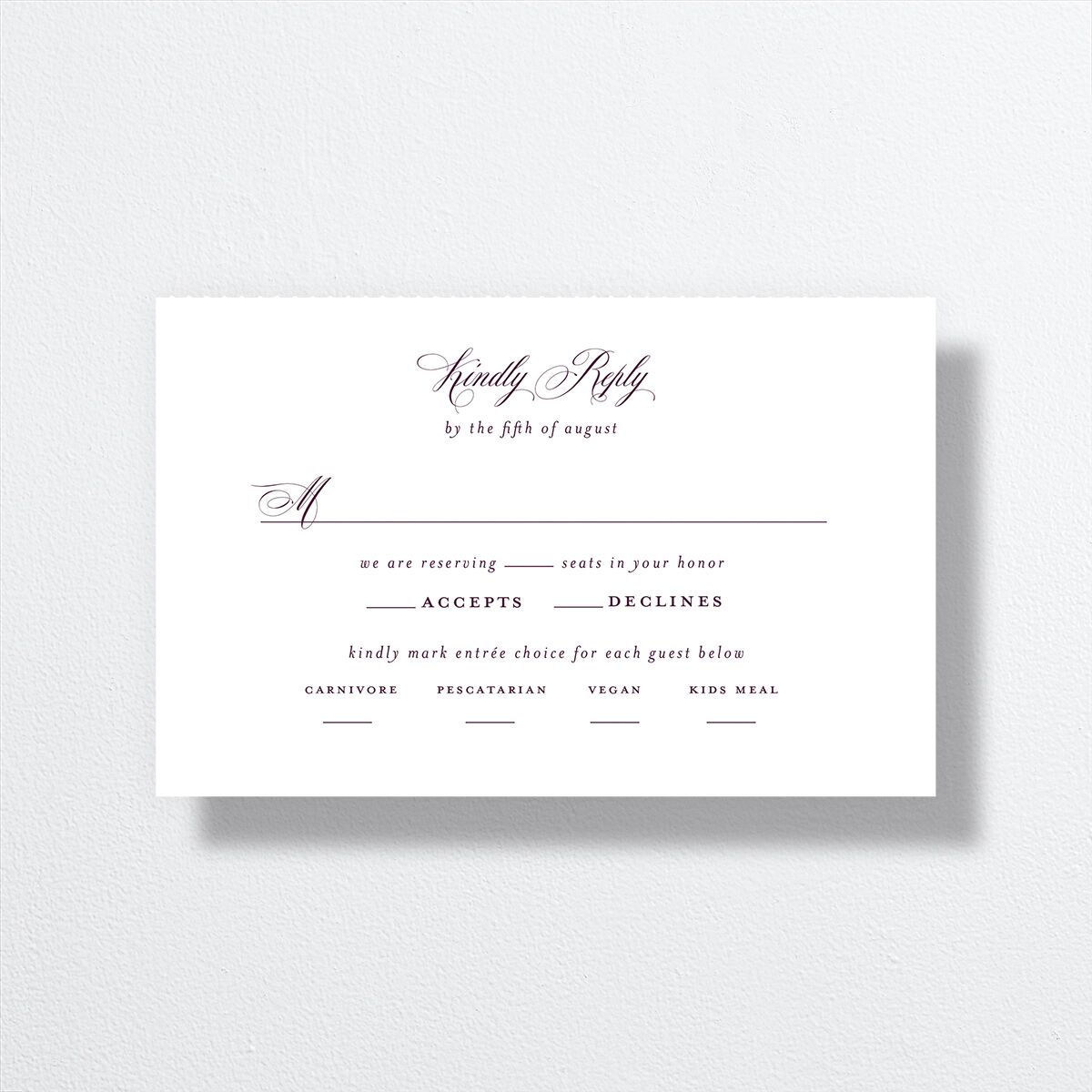Formal Opulent Frame All-in-One Wedding Invitations Bordeaux No Signature Light Both Recipient and Return Addresses